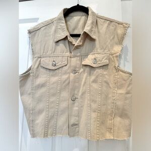 Cropped, khaki denim vest. Never worn, without tags.